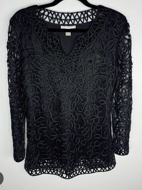 Black Lace Tunic with Crochet Trim